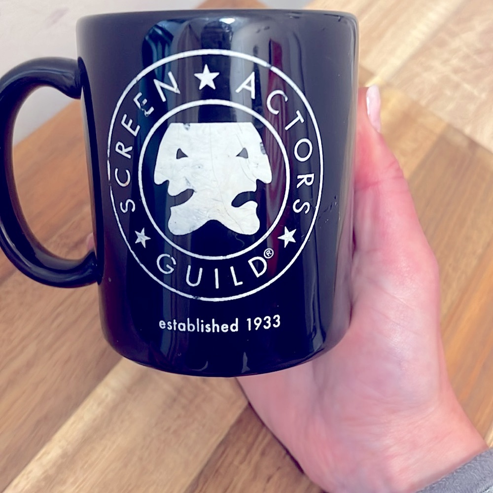 Screen actor guild actors Union authentic memorabilia black mug with white logo